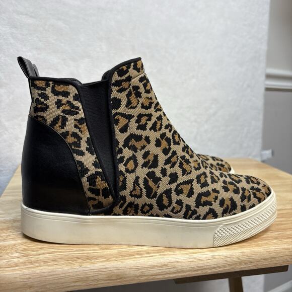 Steve Madden Ditta Leopard Cheetah Slip On High Top Platform Sneakers Size 9 - Picture 1 of 13